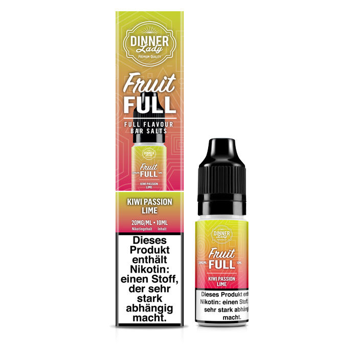*ABVERKAUF* Liquid Nikotinsalz Fruit Full - Kiwi Passion Lime Dinner Lady 10ml 10mg/ml (mittel)