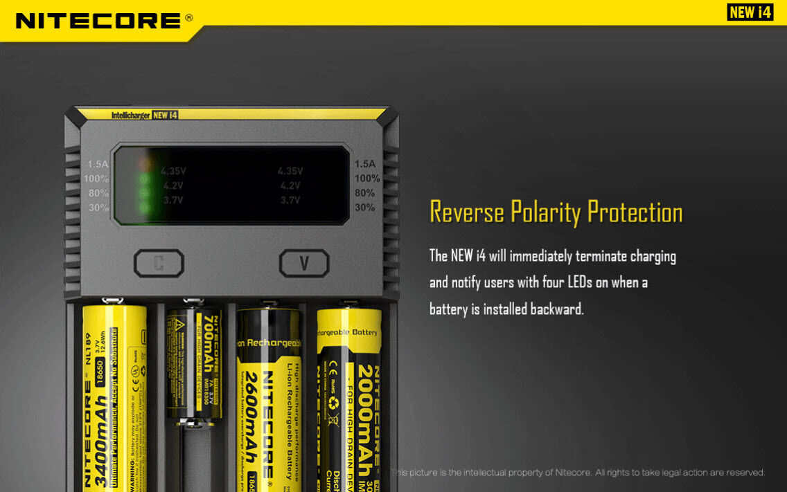 Ladegerät NEW I4 4x 375mA / 2x 750mA / 1x 1500mA Nitecore