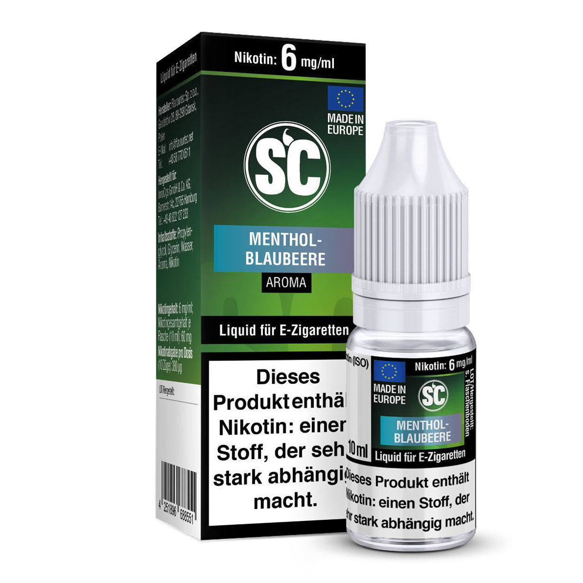 SC Liquid Menthol Blaubeere 10 ml – 6 mg/ml