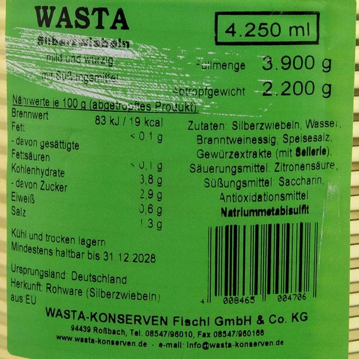 Silberzwiebeln mild und würzig in Dose 5L von WASTA