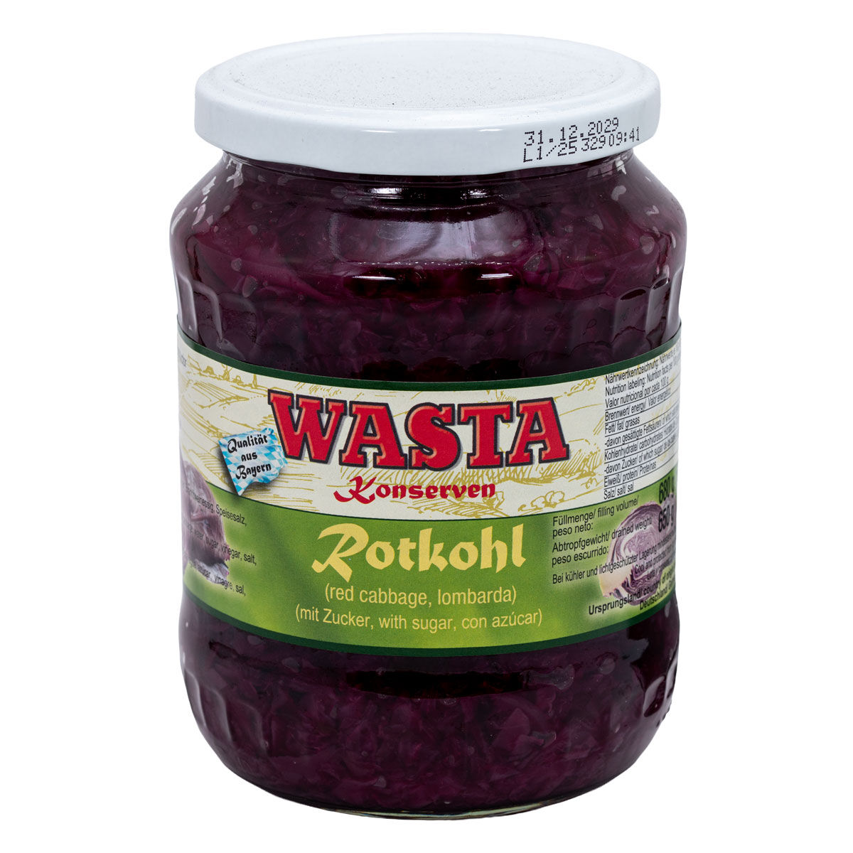 Rotkohl mit Zucker im Glas 720ml von WASTA