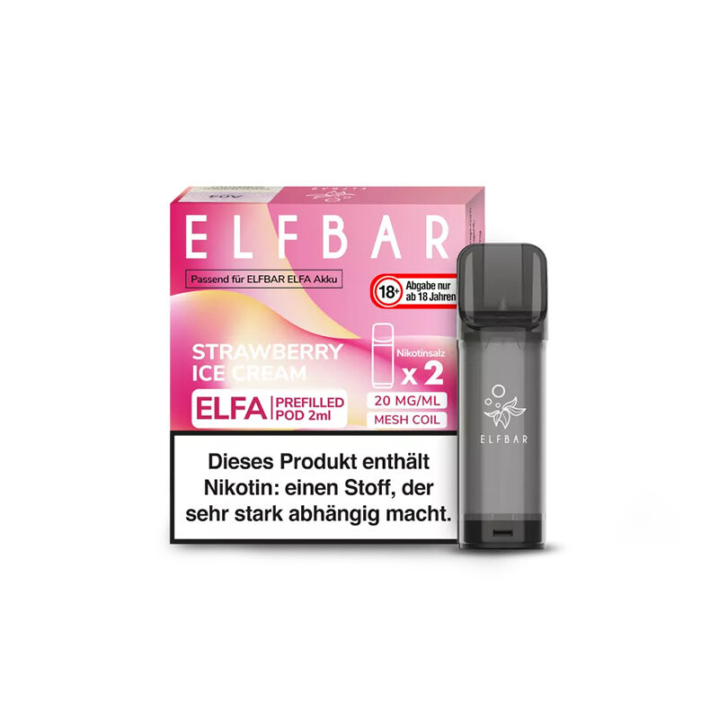 *ABVERKAUF* Pod mit Liquid für ELFBAR Elfa 2x2ml Strawberry Ice Cream 20mg/ml
