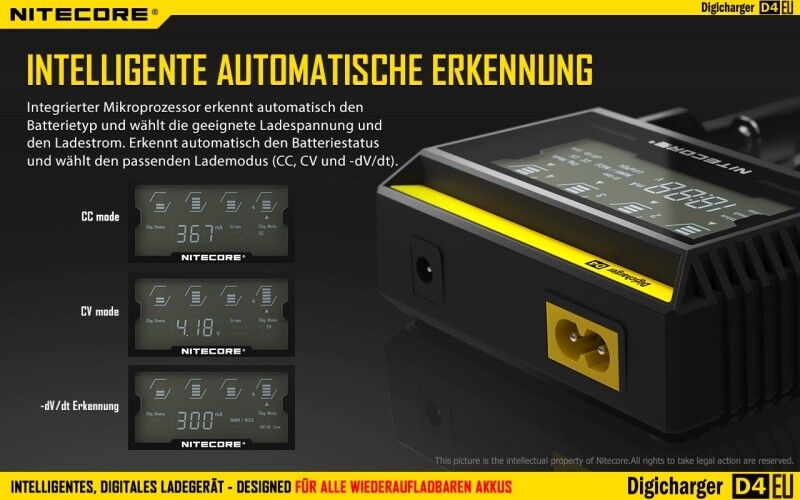 Ladegerät D4 EU 4x 375mA / 2x 750mA Nitecore