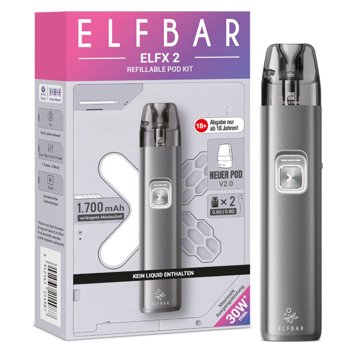 E-Zigaretten Set ELFBAR Elfx 2 1700mAh space grey (grau)