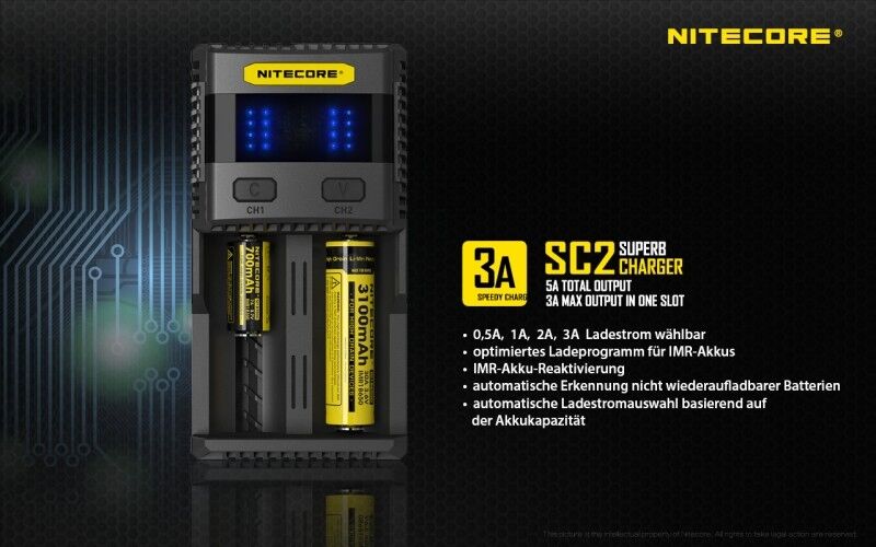 Ladegerät SC2 SUPERB 1x 3000mA Nitecore