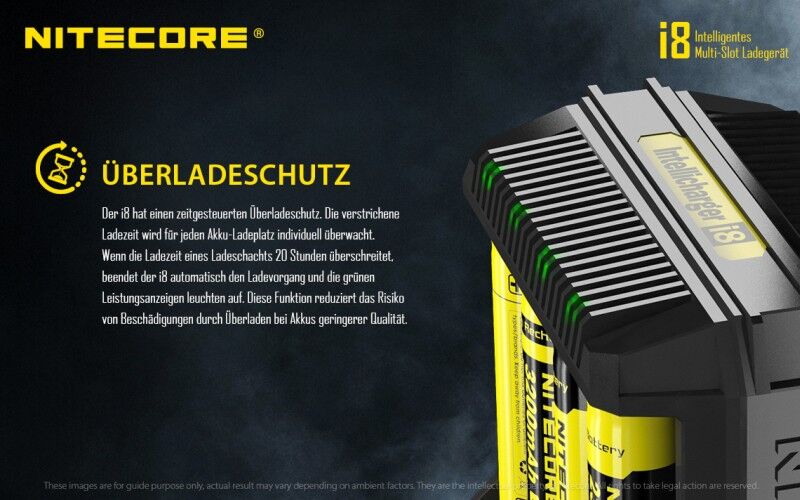 Ladegerät I8 8x 500mA / 4x 1000mA / 2x 1500mA Nitecore