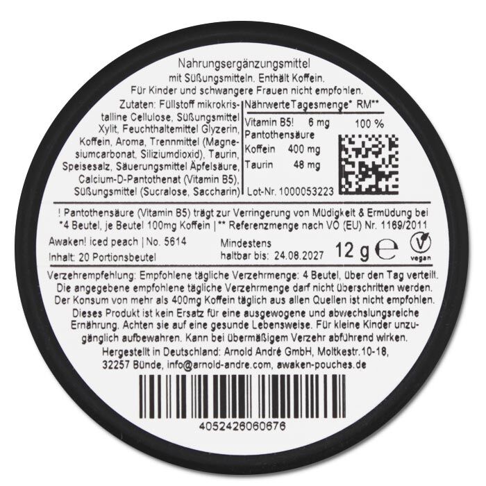 Energy Pouch Awaken Iced Peach 100mg/g 12g