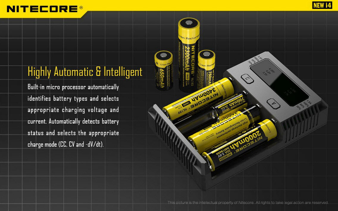 Ladegerät NEW I4 4x 375mA / 2x 750mA / 1x 1500mA Nitecore