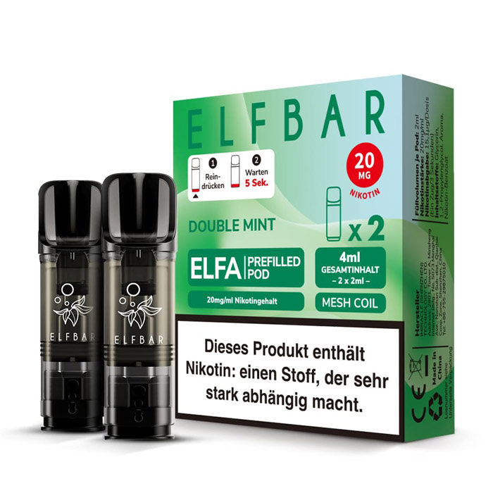 Pod mit Liquid für ELFBAR Elfa 2x2ml Double Mint 20mg/ml