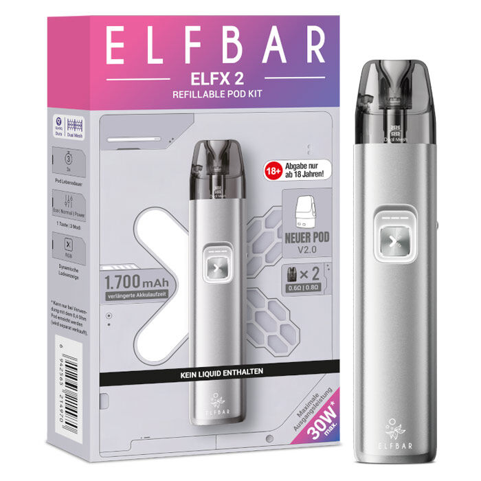 E-Zigaretten Set ELFBAR Elfx 2 1700mAh titanium silver (silber)