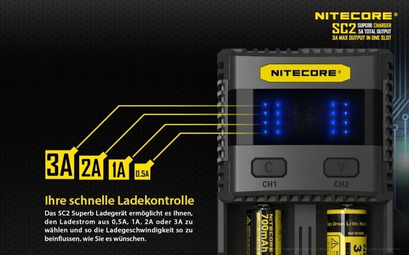 Ladegerät SC2 SUPERB 1x 3000mA Nitecore