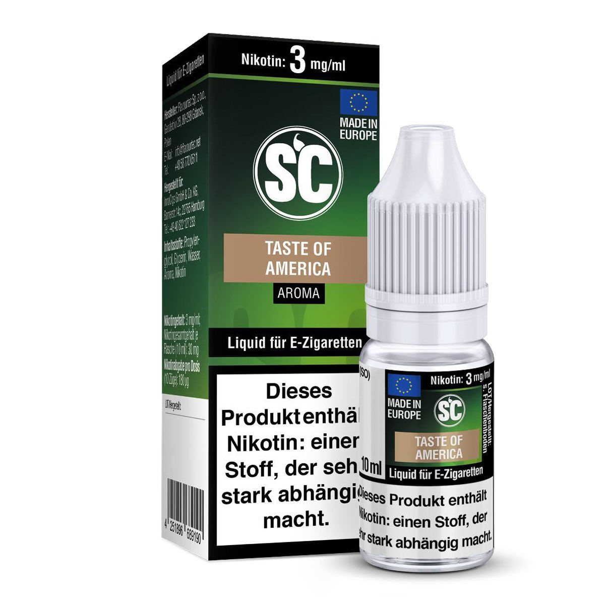 Liquid Taste of America Tabak SC 10 ml – 3 mg/ml leicht