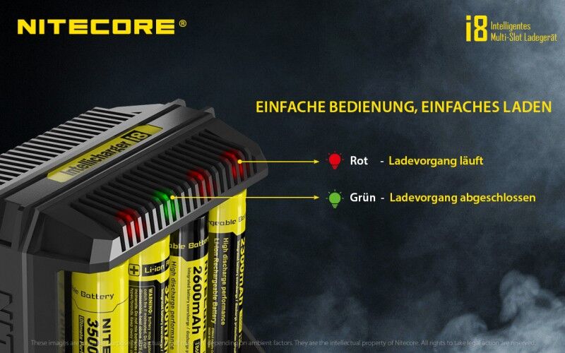 Ladegerät I8 8x 500mA / 4x 1000mA / 2x 1500mA Nitecore