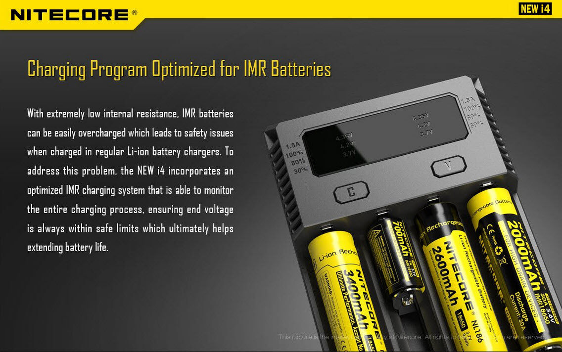 Ladegerät NEW I4 4x 375mA / 2x 750mA / 1x 1500mA Nitecore