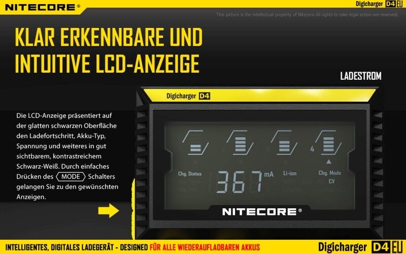 Ladegerät D4 EU 4x 375mA / 2x 750mA Nitecore