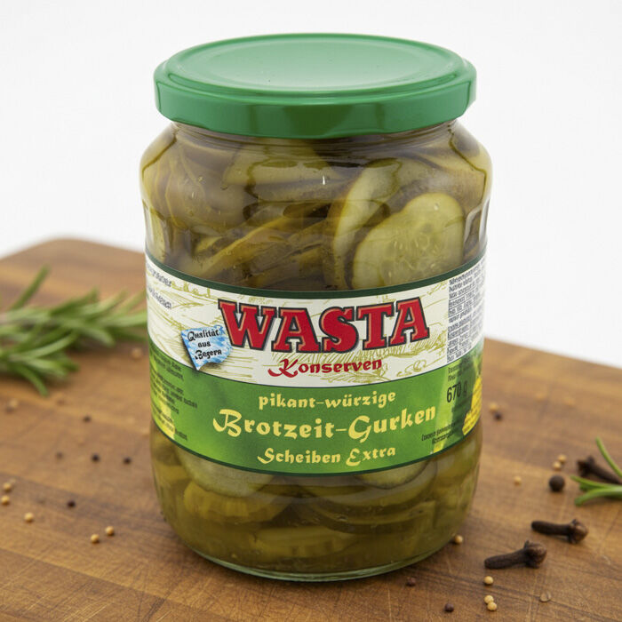 Brotzeit-Gurken Scheiben pikant-würzig im Glas 720ml von WASTA