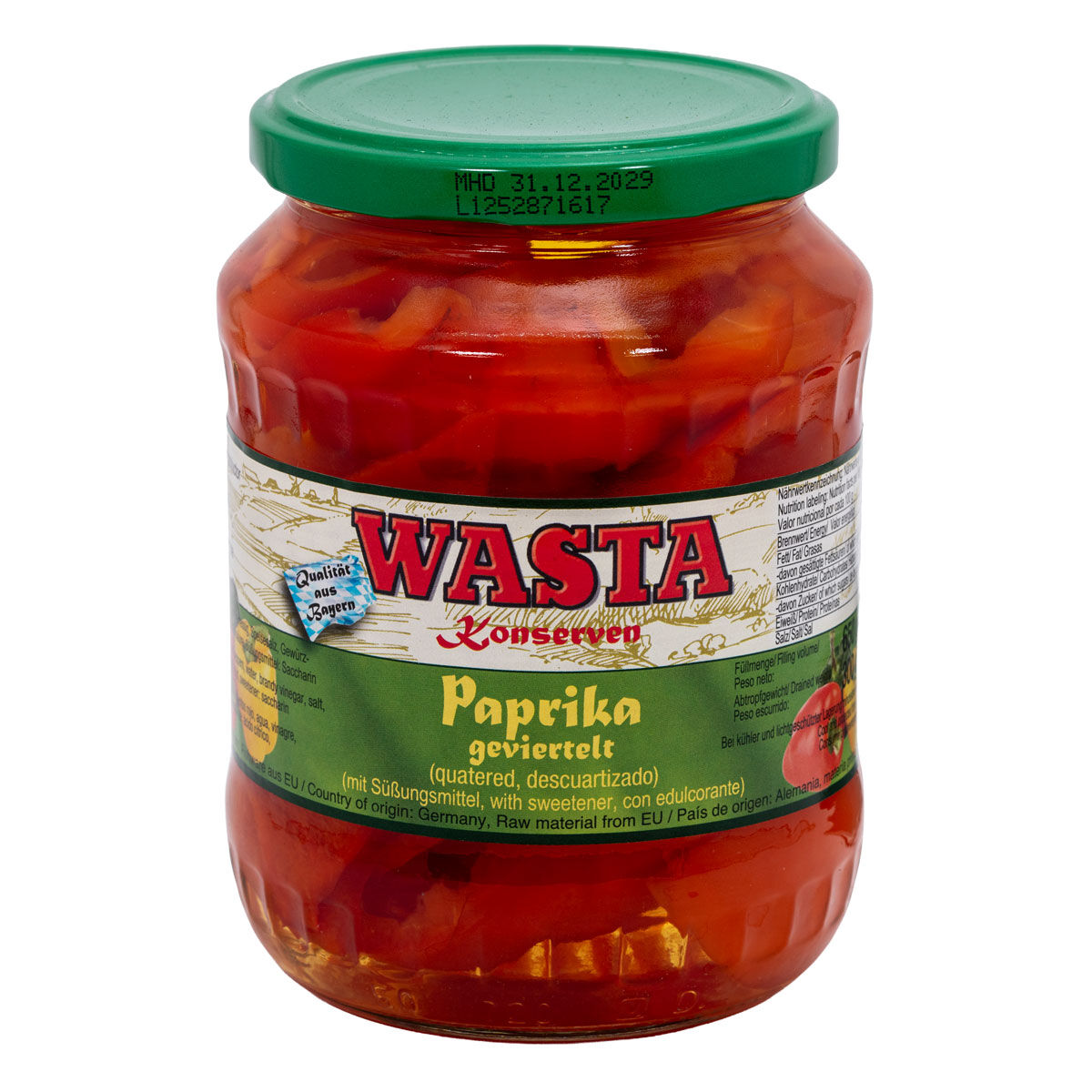 Paprika geviertelt im Glas 720ml von WASTA