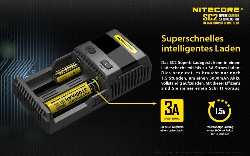Ladegerät SC2 SUPERB 1x 3000mA Nitecore