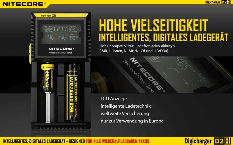 Ladegerät D2 EU 2x 500mA Nitecore