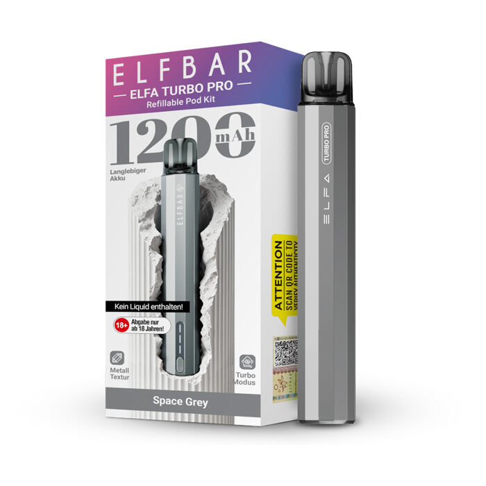 E-Zigaretten Set ELFBAR Elfa Turbo Pro 1200mAh space grey (grau)
