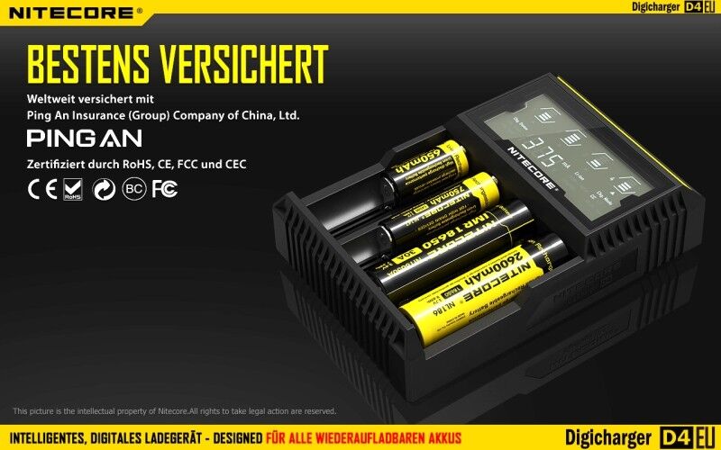 Ladegerät D4 EU 4x 375mA / 2x 750mA Nitecore