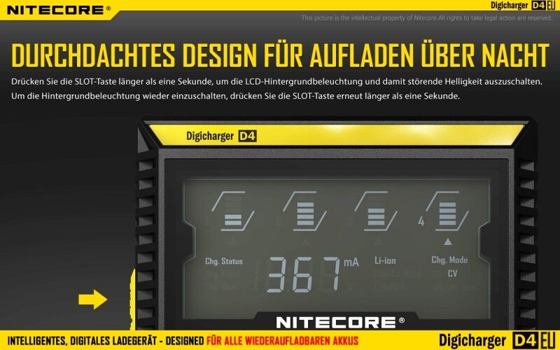 Ladegerät D4 EU 4x 375mA / 2x 750mA Nitecore