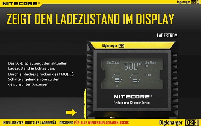 Ladegerät D2 EU 2x 500mA Nitecore