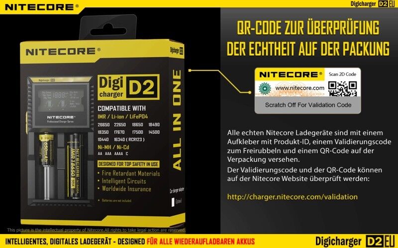 Ladegerät D2 EU 2x 500mA Nitecore