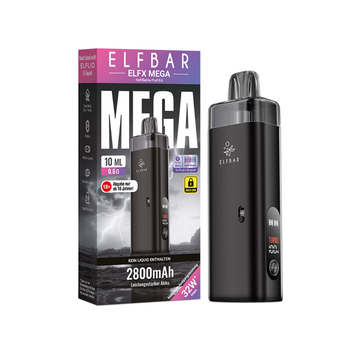 E-Zigaretten Set ELFBAR Elfx Mega 2800mAh schwarz (black)