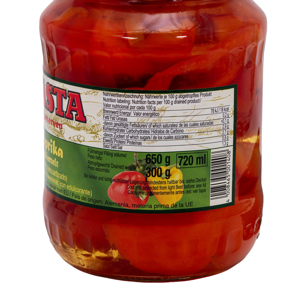 Paprika geviertelt im Glas 720ml von WASTA