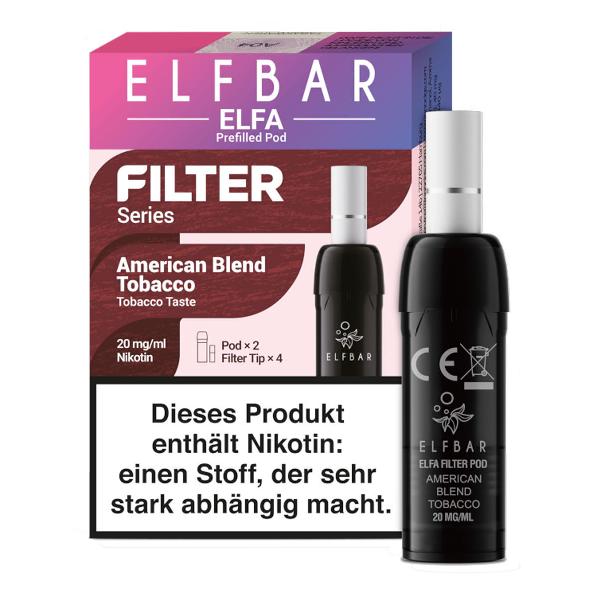 Pod mit Liquid für ELFBAR Elfa Filter 2x2ml American Blend 20mg/ml