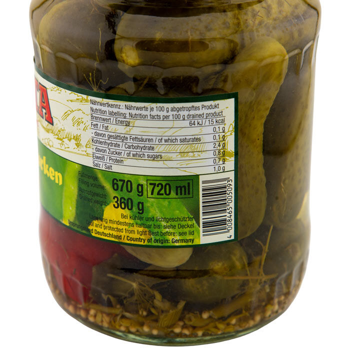 Gewürzgurken "scharf" im Glas 720ml von WASTA