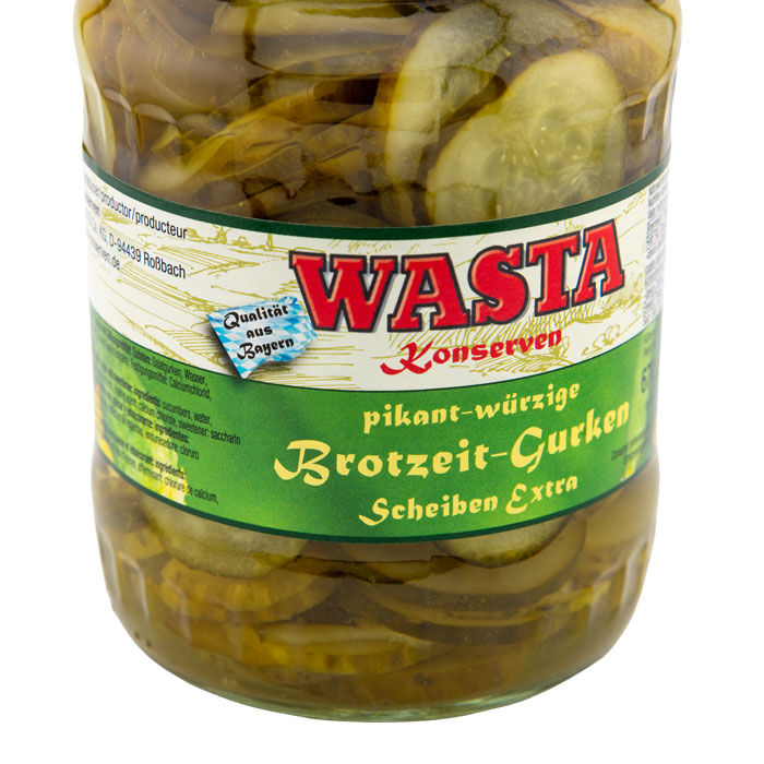 Brotzeit-Gurken Scheiben pikant-würzig im Glas 720ml von WASTA