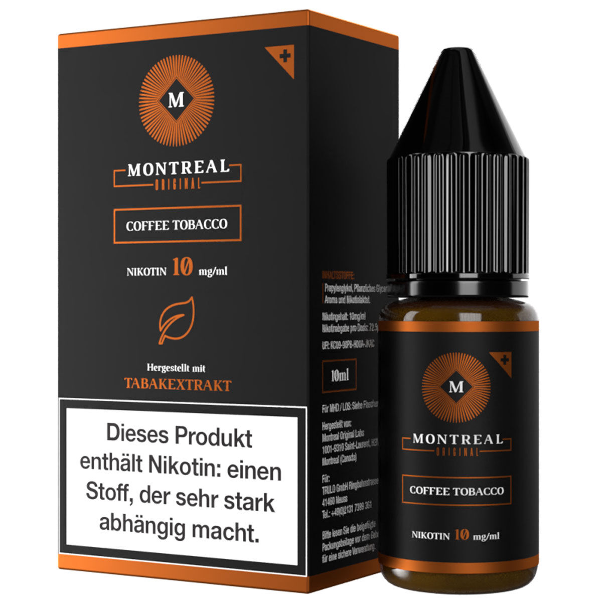 Liquid Nikotinsalz Coffee Tobacco Montreal Original 10ml 10mg/ml (mittel)
