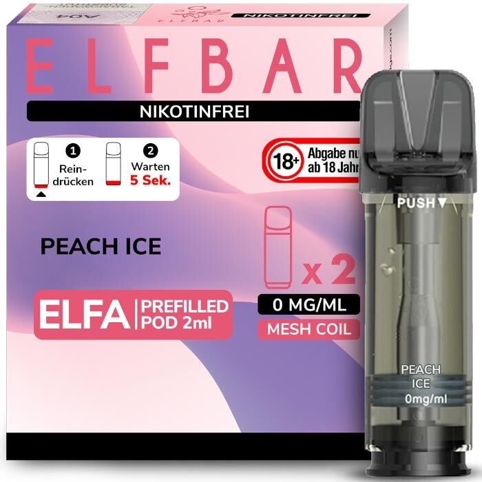 Pod mit Liquid für ELFBAR Elfa 2x2ml Peach Ice 0mg/ml
