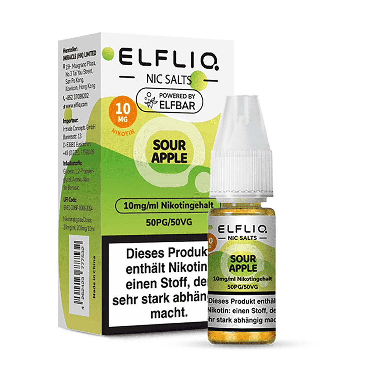 Liquid Nikotinsalz Sour Apple ELFLIQ 10ml 10mg/ml