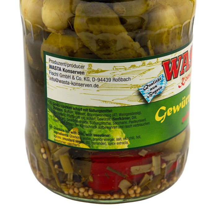 Gewürzgurken "scharf" im Glas 720ml von WASTA