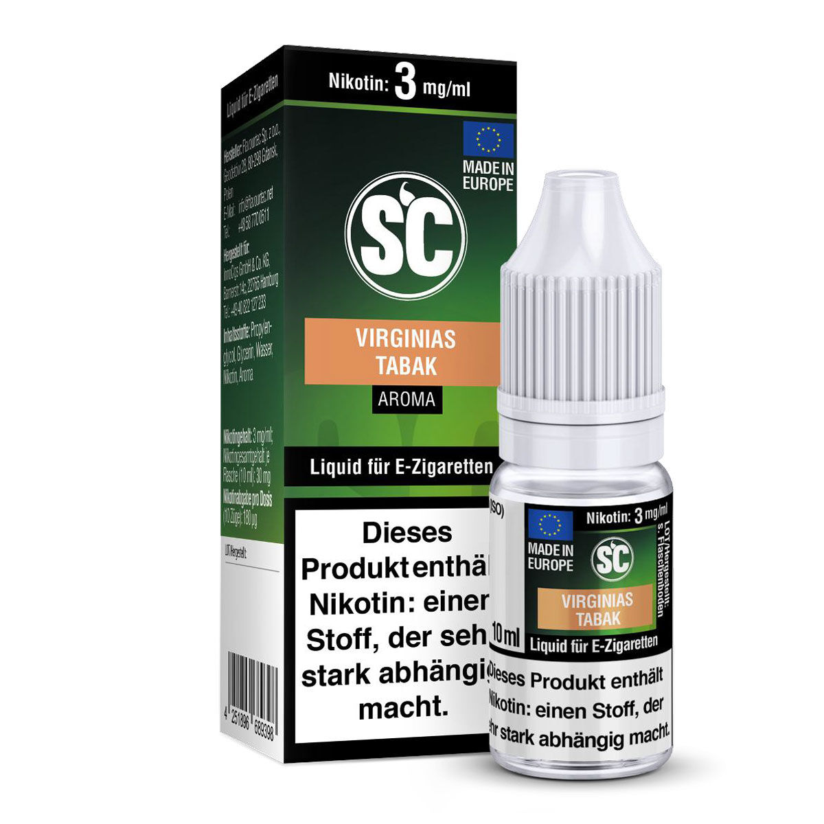 SC Virginias Best Tabak Liquid 10 ml – 3 mg/ml