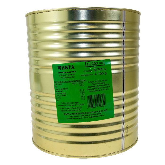 Tomatenpaprika geviertelt in Dose 10L von WASTA