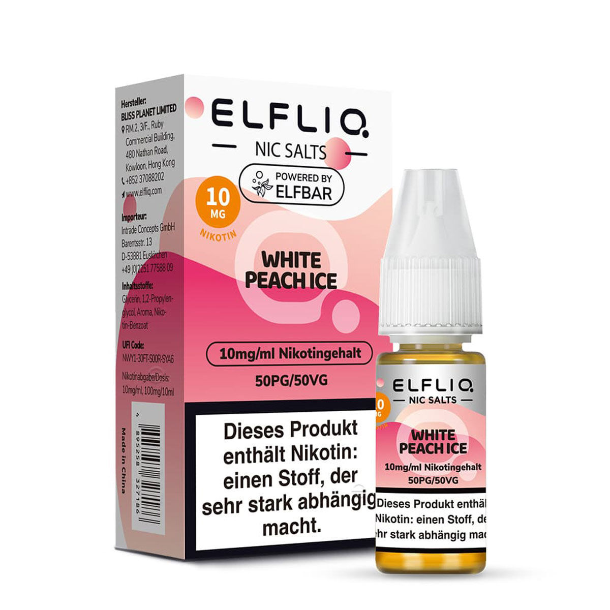 Liquid Nikotinsalz White Peach Ice ELFLIQ 10ml 10mg/ml (mittel)