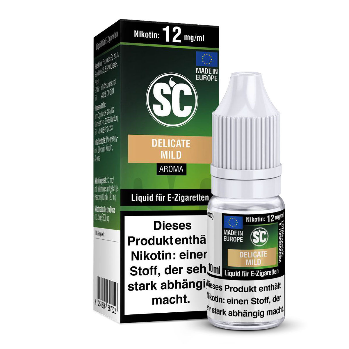 Liquid Delicate Mild Tabak SC 10ml 12 mg/ml (stark)