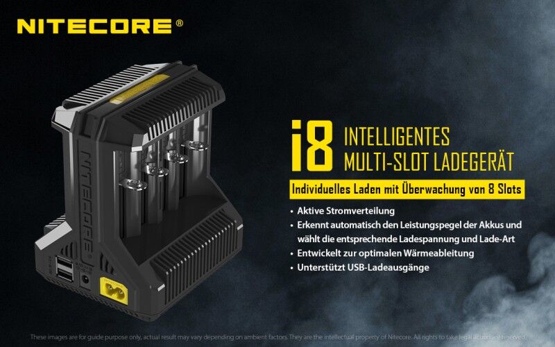 Ladegerät I8 8x 500mA / 4x 1000mA / 2x 1500mA Nitecore