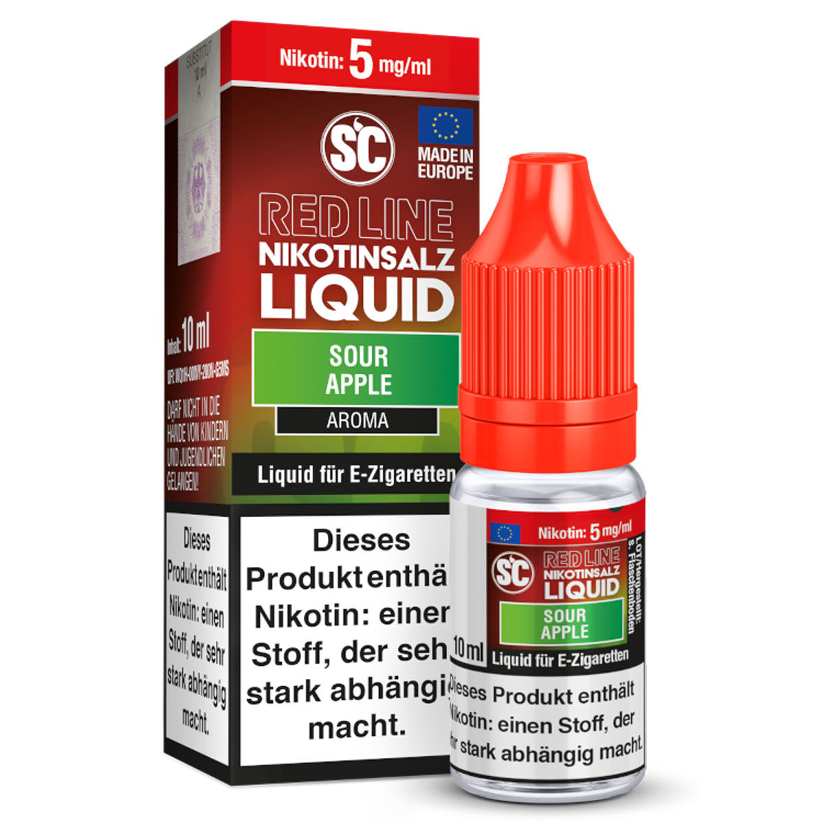 Liquid Nikotinsalz Red Line Sour Apple SC 10ml 05mg/ml (leicht)