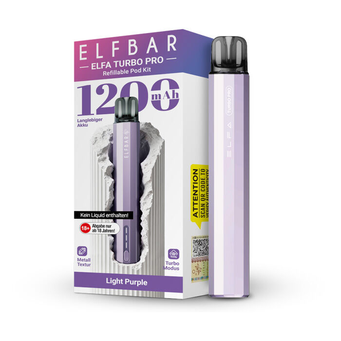 E-Zigaretten Set ELFBAR Elfa Turbo Pro 1200mAh light purple (lila)