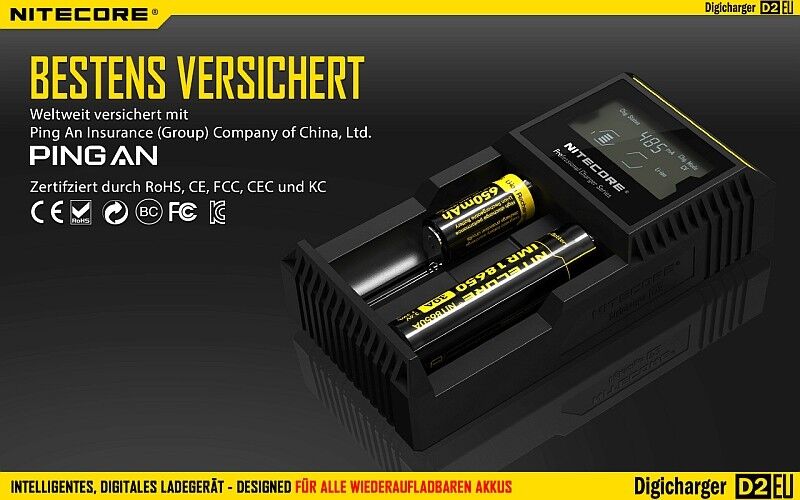 Ladegerät D2 EU 2x 500mA Nitecore
