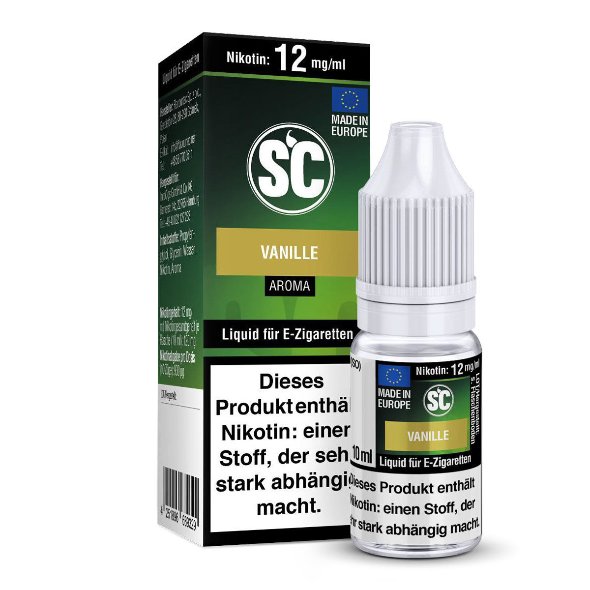 SC Liquid Vanille 10 ml – 12 mg/ml Nikotin