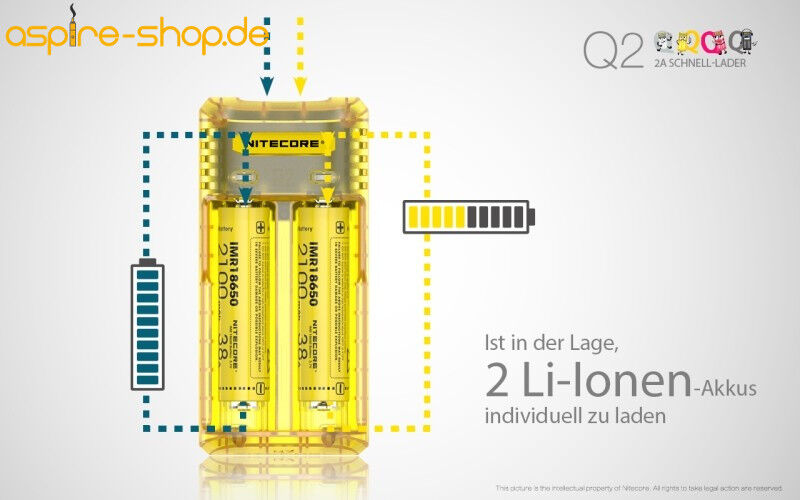 Ladegerät Q2 2x 1000mA / 1x 2000mA Nitecore