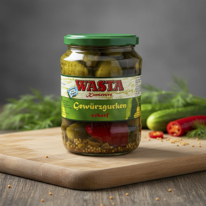 Gewürzgurken "scharf" im Glas 720ml von WASTA
