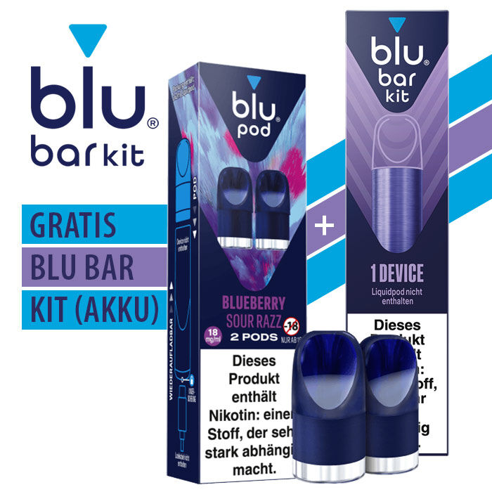*AKTION* Pod mit Liquid für blu mit Akku blu Bar Kit (gratis)