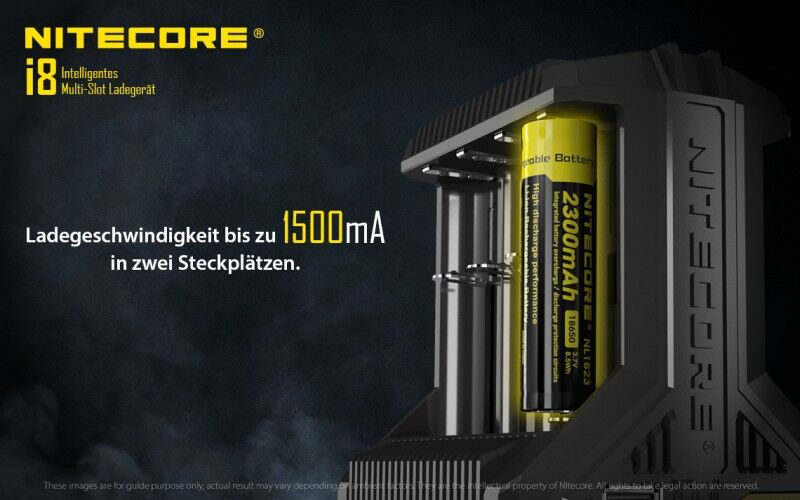 Ladegerät I8 8x 500mA / 4x 1000mA / 2x 1500mA Nitecore